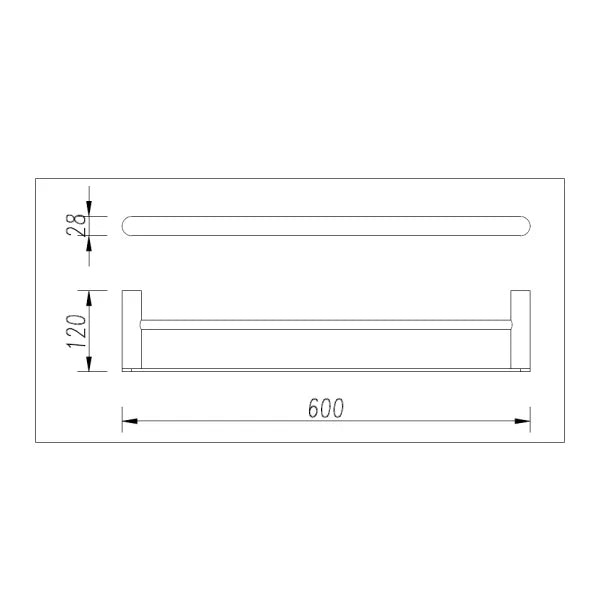 Esperia Brushed Yellow Gold 600mm  DoubleTowel Rail