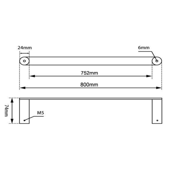 Esperia Brushed Nickel Single Towel Rail 800mm