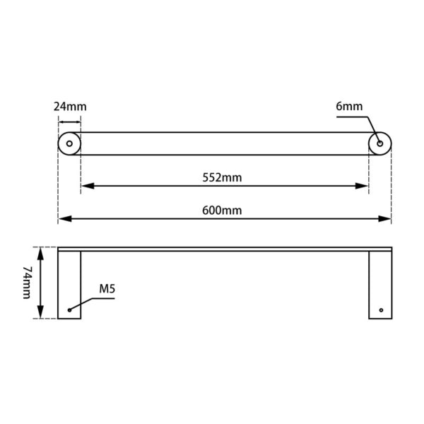 Esperia Brushed Nickel Single Towel Rail 600mm