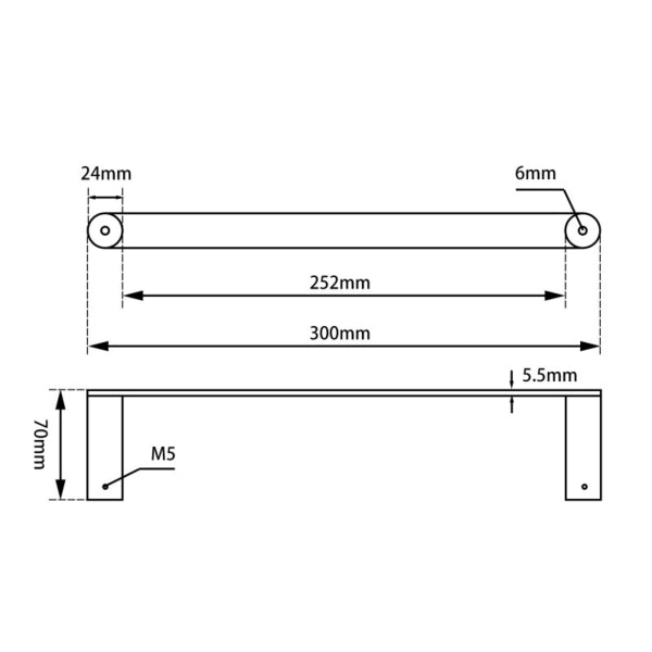 Esperia Brushed Nickel Towel Rail 300mm