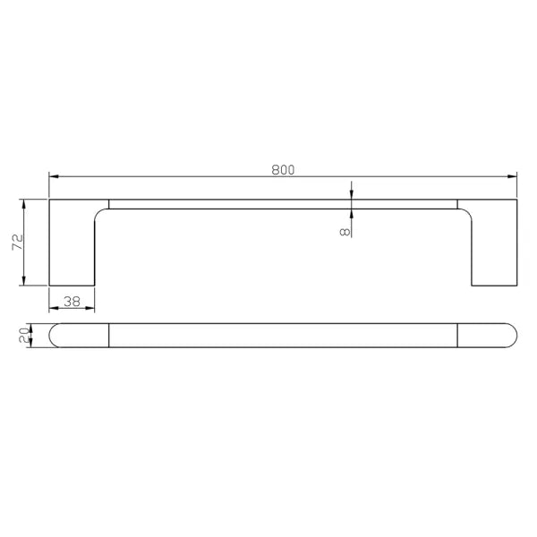 Bellino Brushed Nickel Zinc Alloy 800mm Single Towel Rail