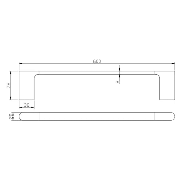 Bellino Brushed Nickel Zinc Alloy 600mm Single Towel Rail