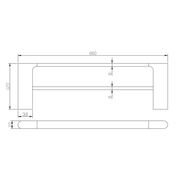 Bellino Brushed Nickel Zinc Alloy 800mm Double Towel Rail