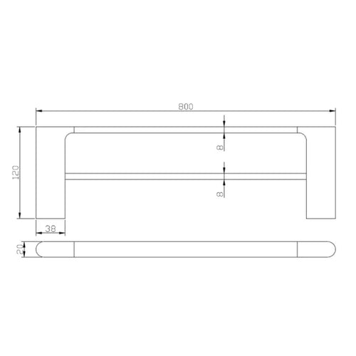 Bellino Brushed Nickel Zinc Alloy 800mm Double Towel Rail