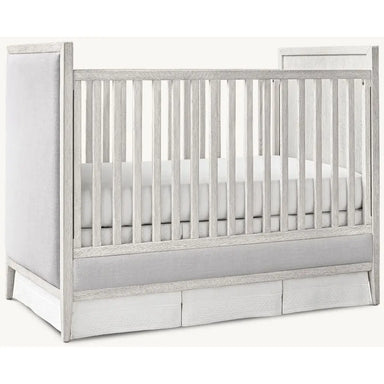 Premium Convertible Baby Crib Upholstered Panels Whitewashed Mahogany Modern Nursery