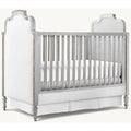 Premium Mahogany Convertible Baby Crib, French Style Upholstered Nursery Cot