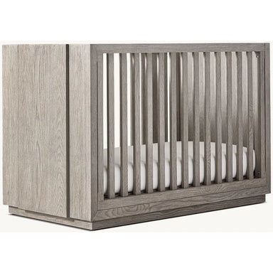 Elegant Teak Wood Convertible Baby Crib, Distressed Grey, Toddler Bed