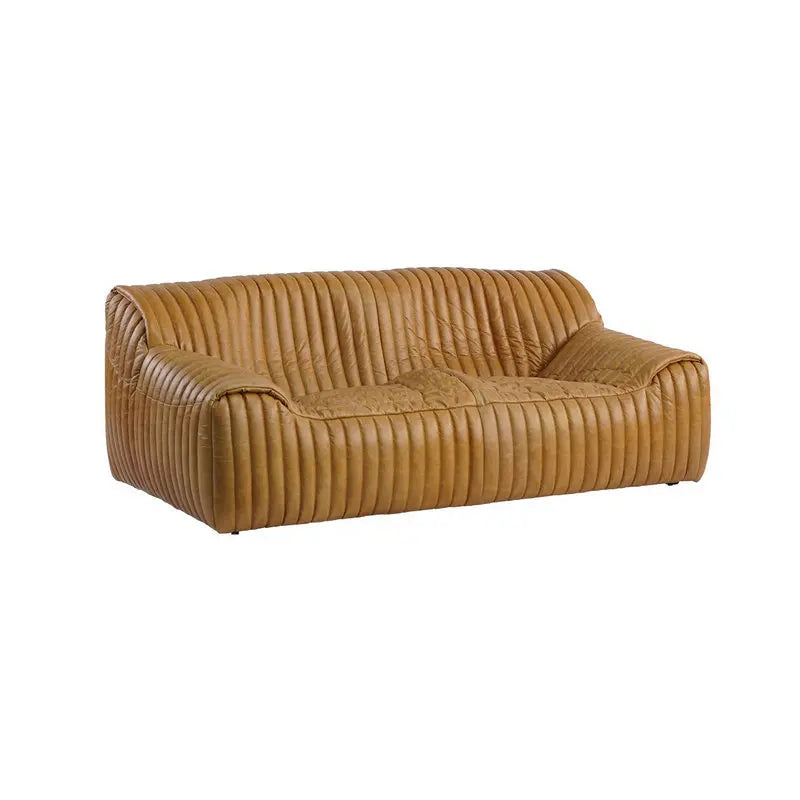 Italian Modern Luxury Modular Sectional Living Room Sofa, Tanned Leather