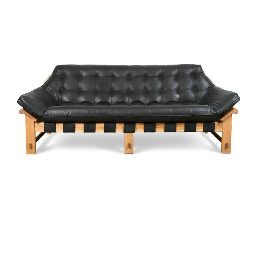 Modern Luxury Italian Full Grain Leather Loveseat Sofa for Living Room