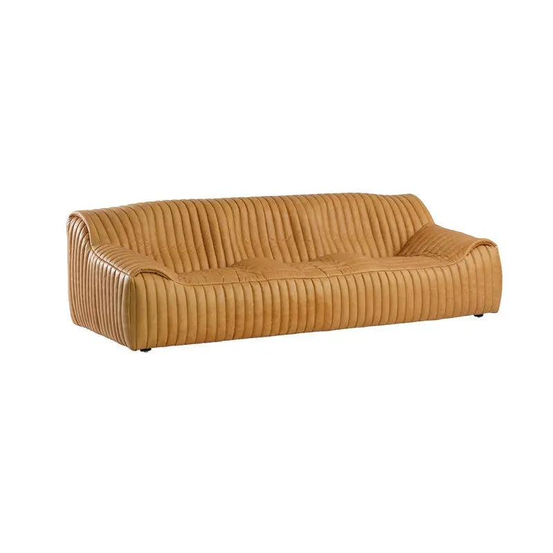 Italian Modern Luxury Modular Sectional Living Room Sofa, Tanned Leather