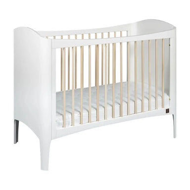 Modern Convertible White Teak Wood Baby Crib Infant Cot Bed