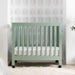 Eco-Friendly Convertible Baby Toddler Crib Bed, Solid Mahogany Wood, Mint Green