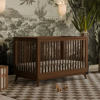 Premium Mid-Century Modern Mahogany Convertible Baby Crib - Sustainable Nursery Furniture