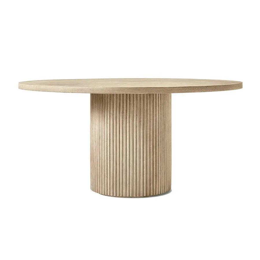 Elegant Round Wood Dining Table with Plinth Base for Modern Homes Dining Table