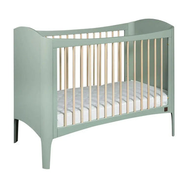Premium Teak Wood Baby Crib, Sage Green Nursery Cot, Modern Toddler Bed