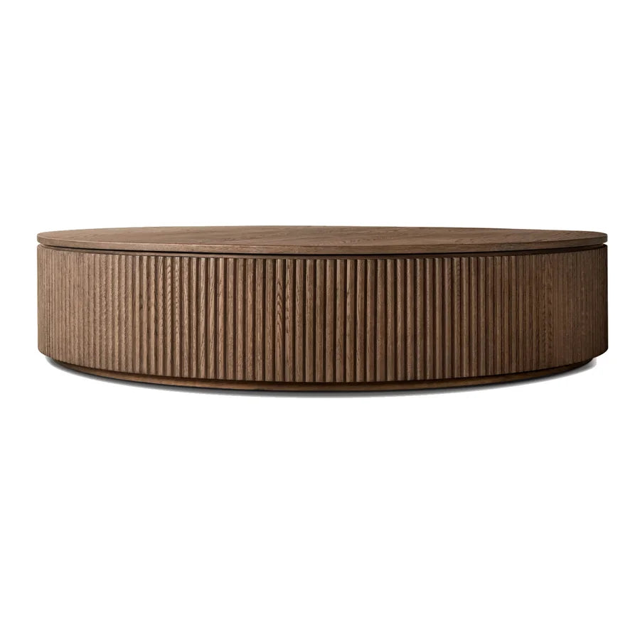 Modern Black Round Solid Wood Coffee Table for Living Room