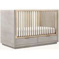Luxury Convertible Mahogany Baby Crib with Gold Accents & Storage Drawers