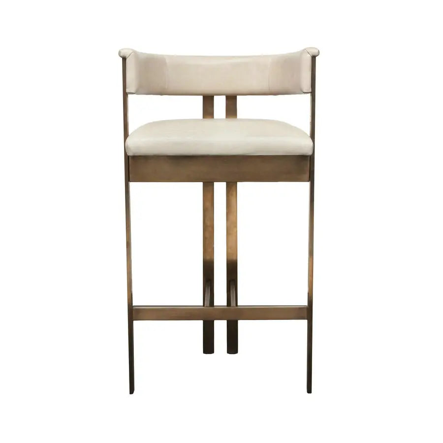 Luxurious Italian Modern Kitchen Counter Barstool with Gold Metal Base