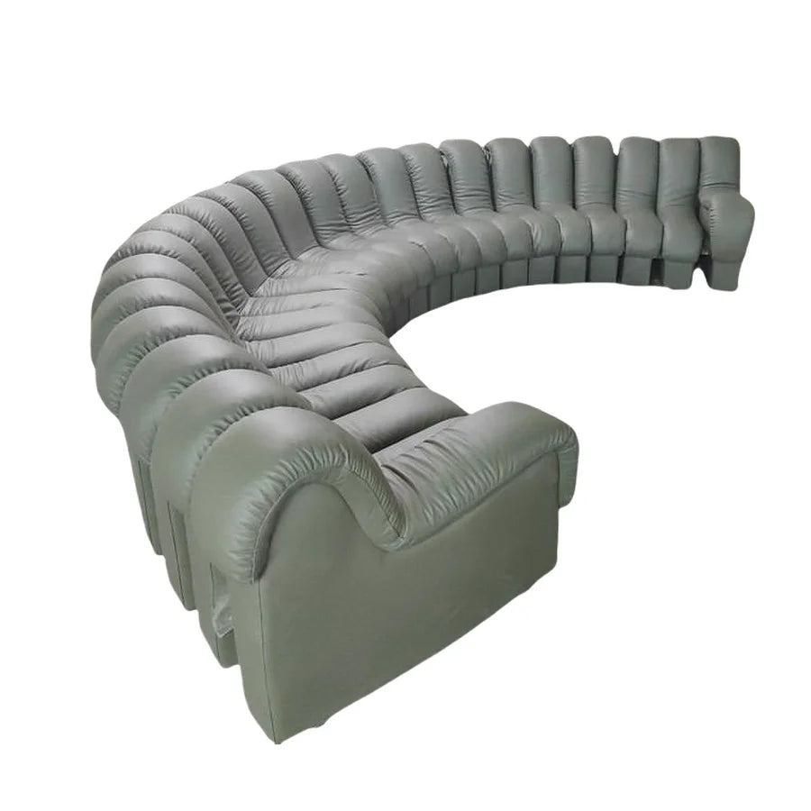 Luxurious Modular Curved Sofa: Faux Leather, Sectional, Snake Bone Design