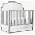 Luxurious French Provincial Mahogany Baby Crib, Distressed Grey & Gold Accents