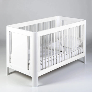 Premium Modern White Mahogany Wood Baby Crib for Secure Nursery