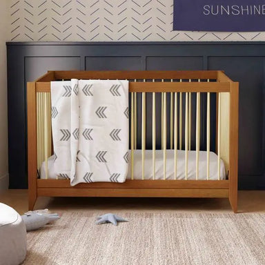 Premium Solid Teak Wood Baby Crib: Mid-Century Modern, Durable, Adjustable Infant Bed