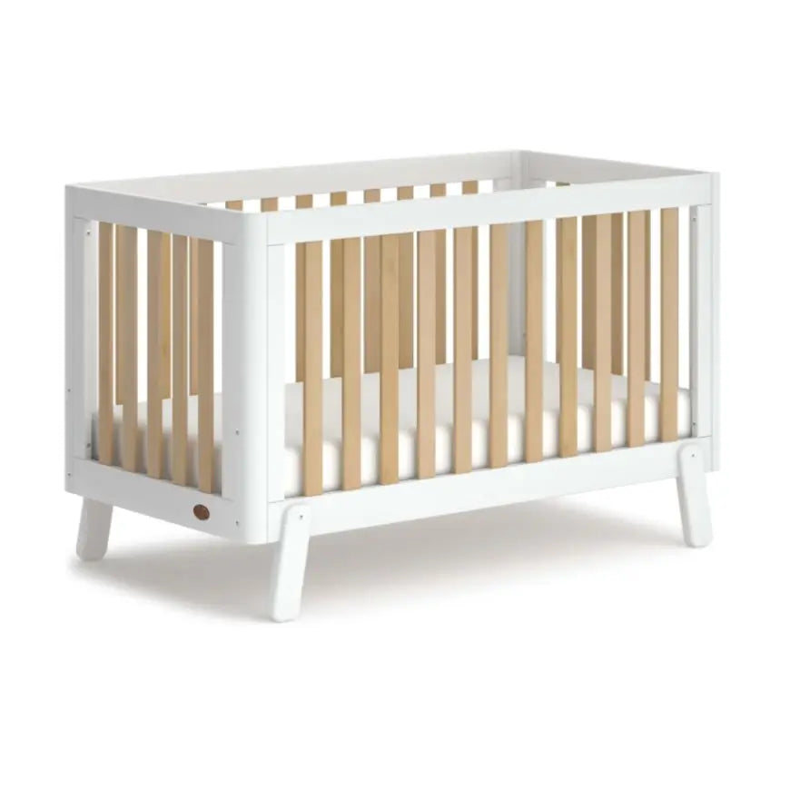 Modern Solid Teak Wood Baby Crib Nursery Cot, Durable Infant Bed, Safe Kids Furniture