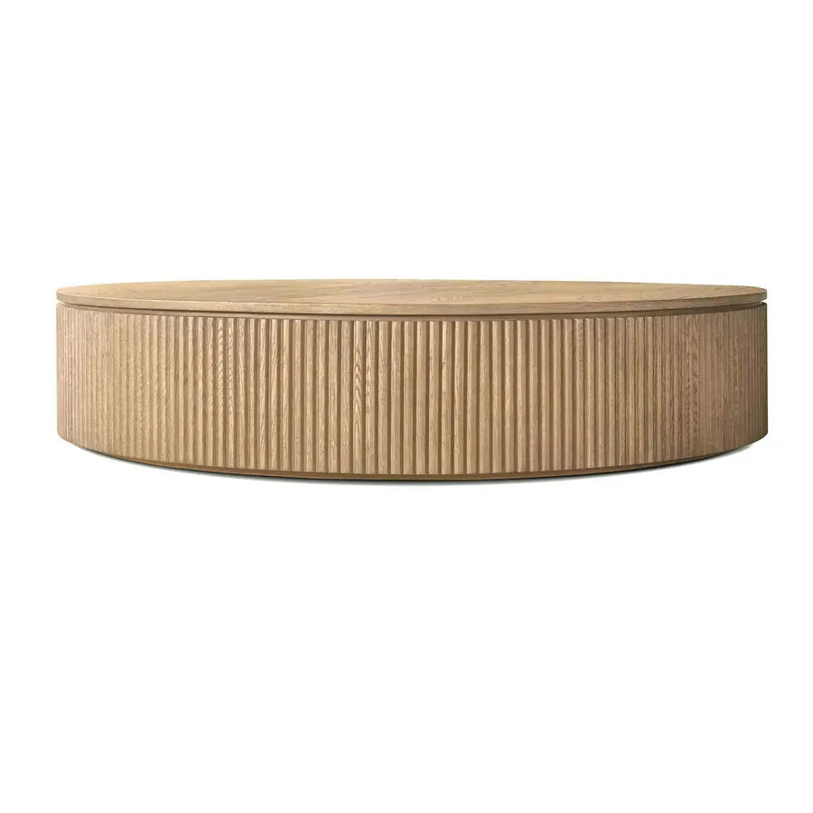 Modern Black Round Solid Wood Coffee Table for Living Room