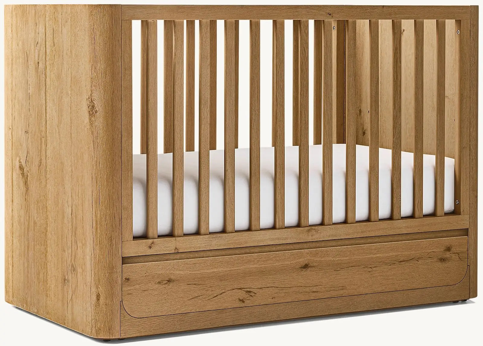 Durable Teak Convertible Baby Crib with Storage Drawer - Safe Design