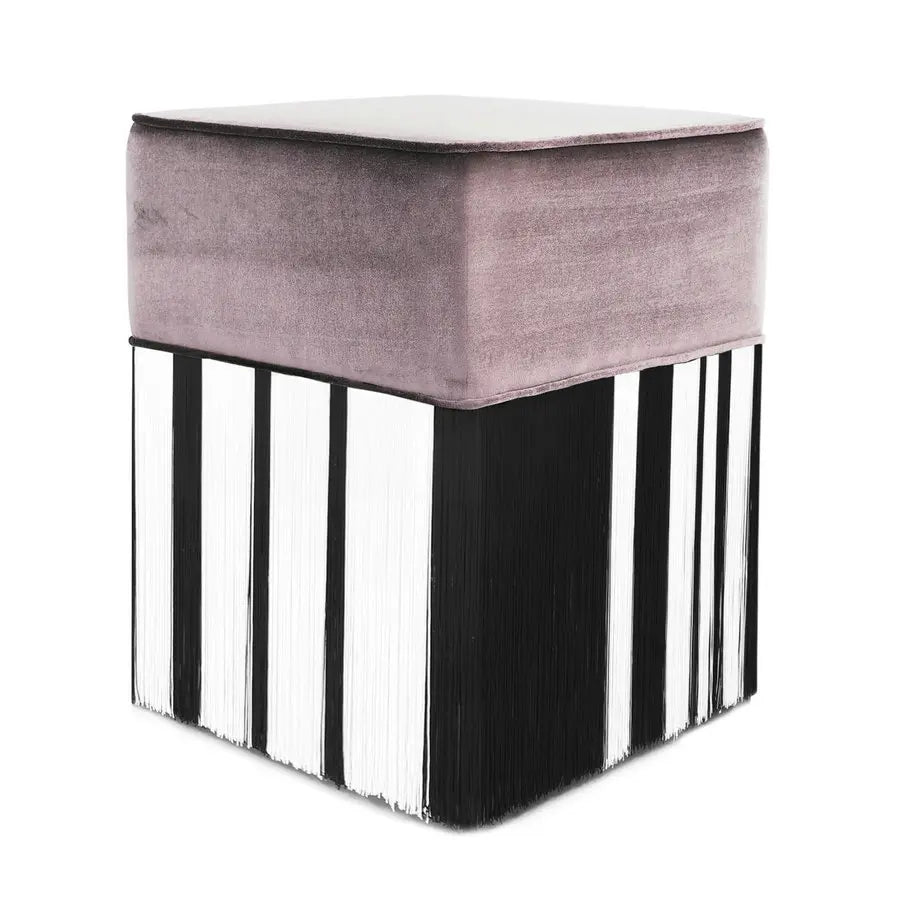 Elegant Velvet Storage Ottoman Pouf Footstool with Fringes for Modern Resorts