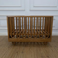 Elegant Teak Wood Baby Crib: Natural Finish, Adjustable, Safe & Customization Available