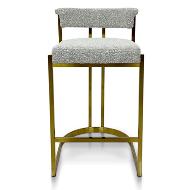 Adela Silver Grey Boucle Bar Stool - Golden Base