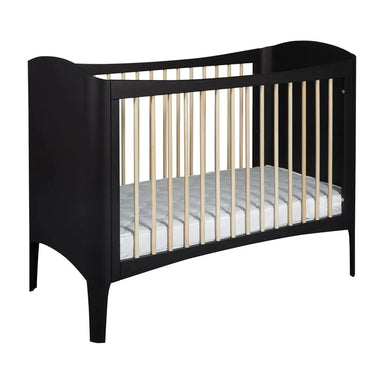 Luxury Mid-Century Black Mahogany Wood Baby Crib, Durable Nursery