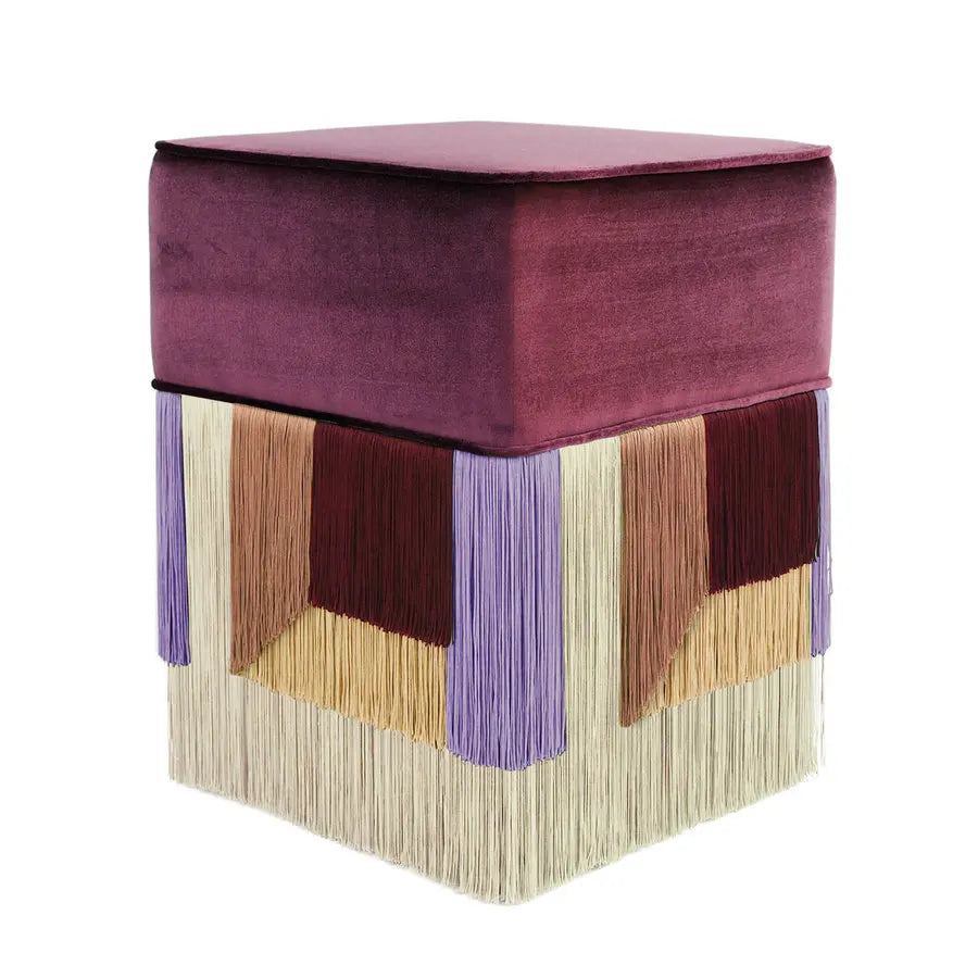 Elegant Velvet Storage Ottoman Pouf Footstool with Fringes for Modern Resorts