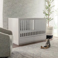 Premium Mahogany Convertible Baby Crib, White Nursery Cot with Storage