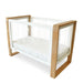 Premium Mid-Century Modern Teak Wood Baby Crib Clear Acrylic Panels
