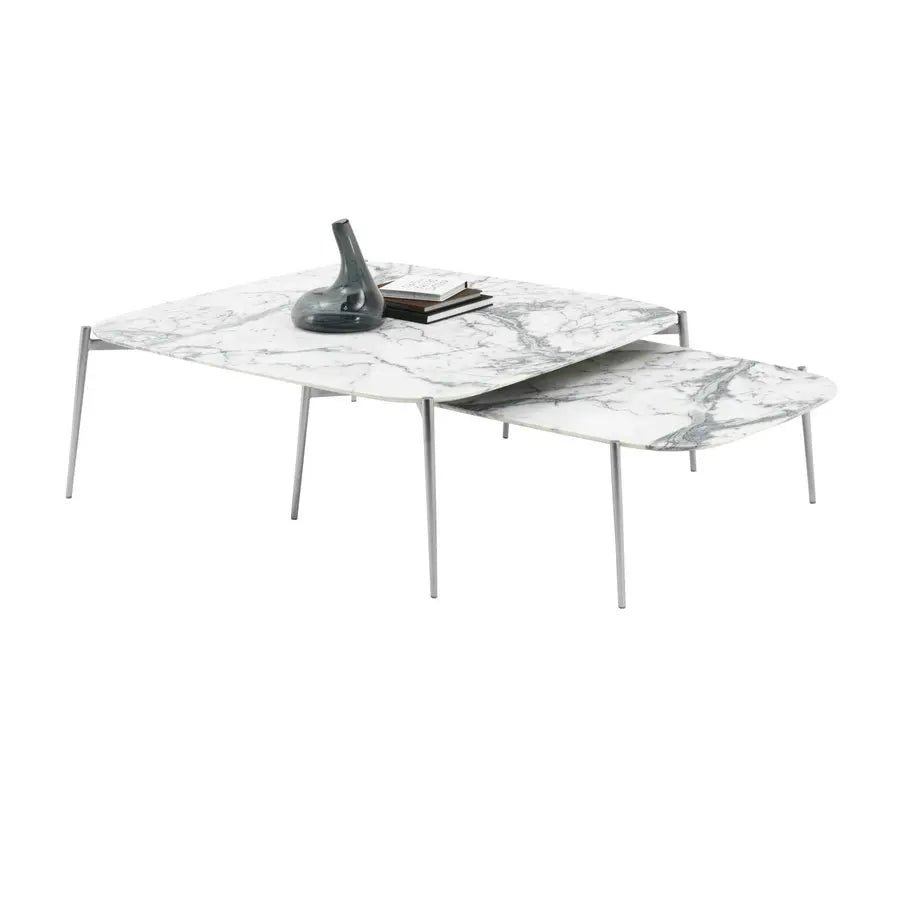 Modern Luxury White Marble Square Cocktail Coffee Table for Living Room
