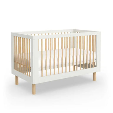 Premium Teak Wood Baby Crib with White Frame, Adjustable Nursery Cot