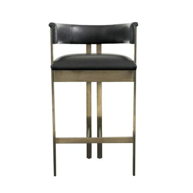 Luxurious Italian Modern Kitchen Counter Barstool with Gold Metal Base