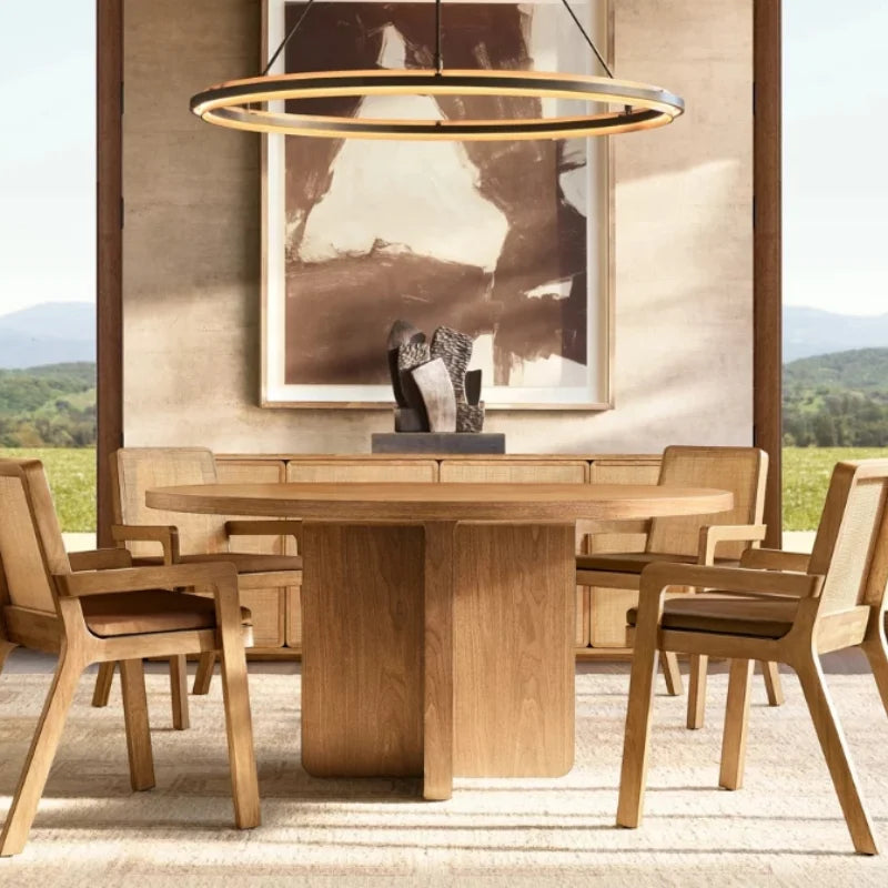 Premium Solid Oak Round Dining Table & Chair Set, Custom Sizes