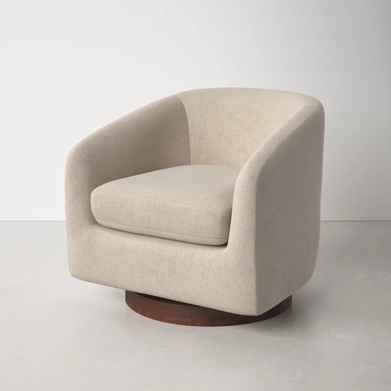 Cozy Swivel Barrel Accent Chair: Upholstered Wooden Living Room Single Sofa