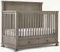 Craftsman Washed Gray Teak Convertible Baby Crib with Integrated Storage