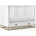 Premium White Convertible Teak Wood Baby Crib with Storage