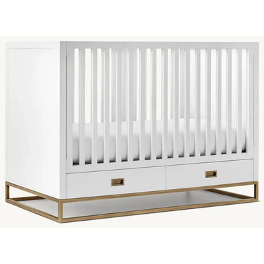 Premium White Convertible Teak Wood Baby Crib with Storage