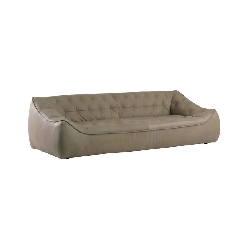 Mid-Century Modern Tan Synthetic Leather 3-Seat Sectional Sleeper Sofa Couch
