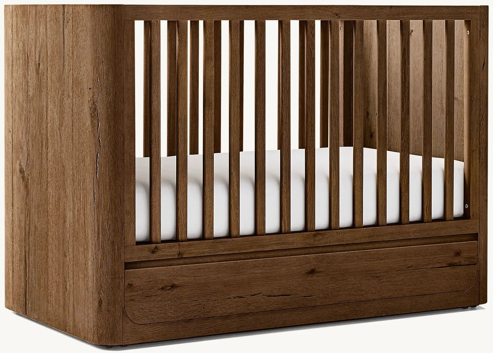 Durable Teak Convertible Baby Crib with Storage Drawer - Safe Design