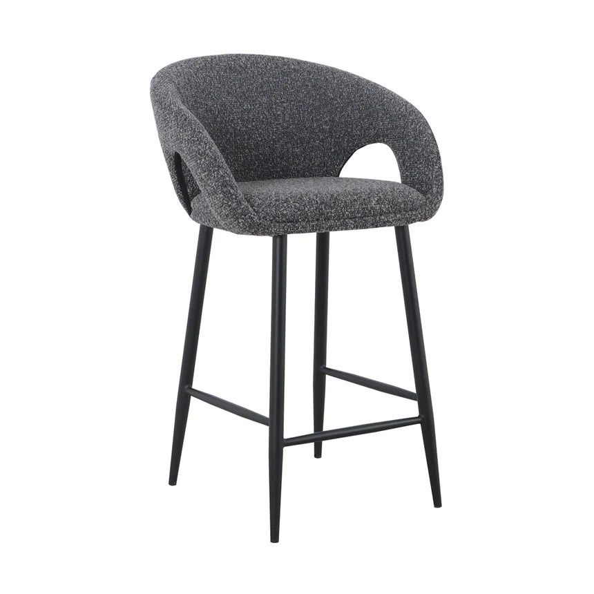 Albinus 65cm Bar Stool - Anthracite Grey Boucle (Set of 2)