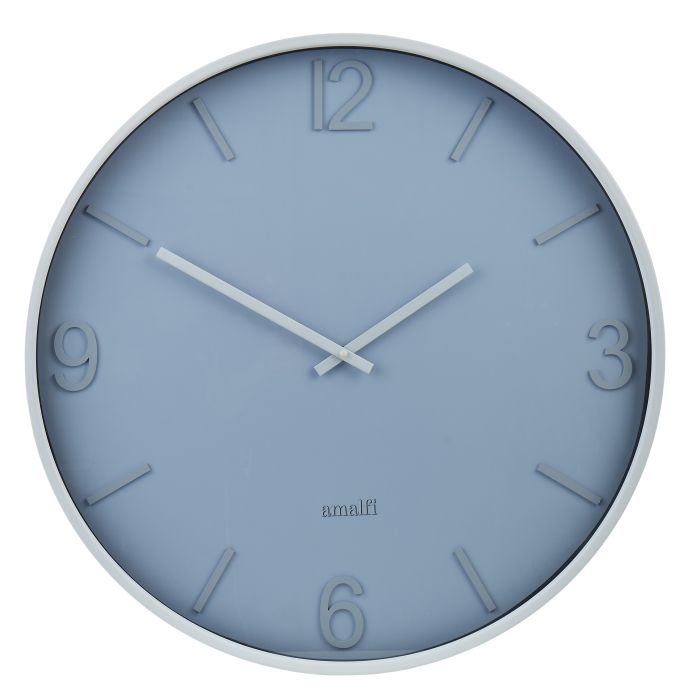 Amalfi Modern Wall Clock Silver & Blue