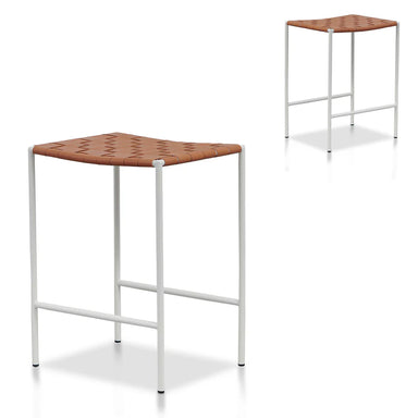 Anika White Frame Bar stool - Tan (Set of 2)