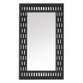 Rectangular mirror with a black decorative frame on a white background